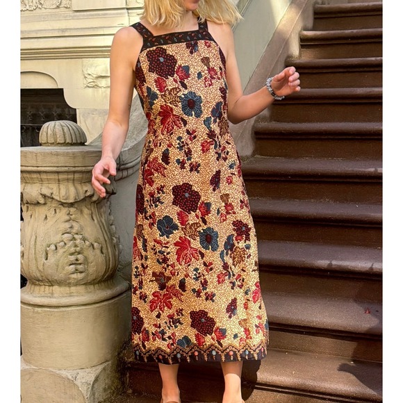 Gin Aimbez Genre Dresses & Skirts - Gil Aimbez Genre Floral Maxi Dress Vintage Batik ILGWU